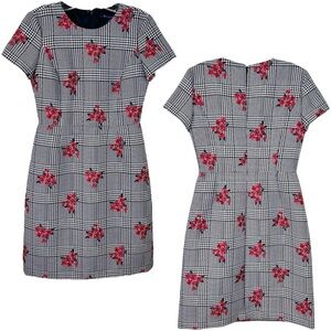 Brooks Brothers, NWT Women’s PETITE Houndstooth Floral Midi Dress Black Size 2P